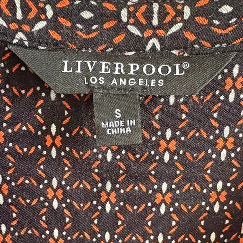 Liverpool Navy and Orange Printed Tie-Front 3/4  Sleeve Dress - Picture 2 of 6